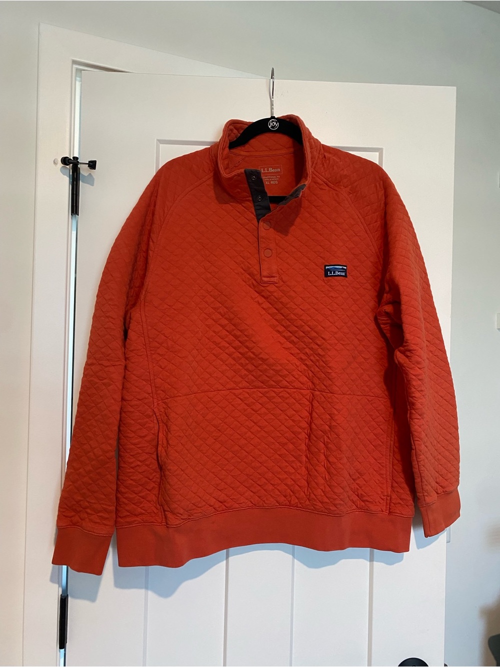 L.L.Bean Men’s Quilted Pullover in Bright Orange